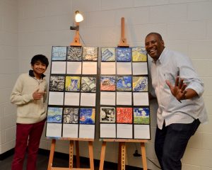 ArtsFairfax Artist Residency Photo of Participants with their tile artworks