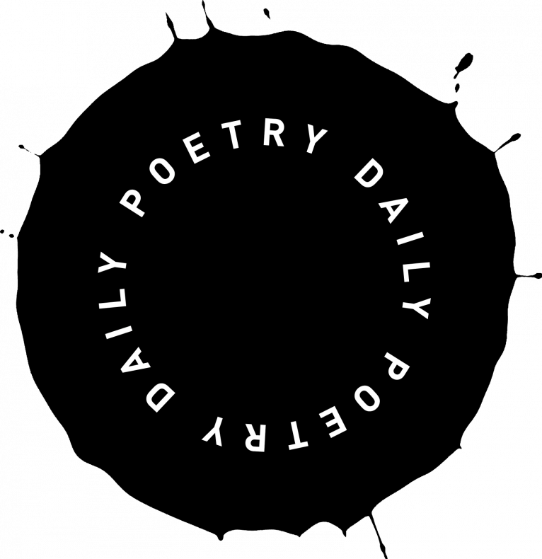 Round black paint splotch with words Poetry Daily