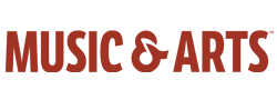 The Music & Arts logo in a dark red color