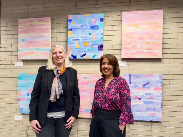 Bring some joy to your day and stop by the Office of Braddock Supervisor Sizemore Heizer (@rachnabraddocksupervisor) to see “Art of Happiness” by local artist Catalina Novac (@catalina.novac2025)! The newest exhibit in the ArtsFairfax Presents series, Novac’s work intertwines her love for art and psychology, exploring happiness, joy, and well-being. 🧠🖼️
 
“I invite you to see with your heart and discover moments of inner beauty and joy even in a life that does not always give us the happiness we seek, but that becomes perfect on canvas.” -Catalina Novac
 
Learn more about ArtsFairfax Presents by visiting ArtsFairfax.org/PublicArt and see these stunning works on display until November 4, 2026!
 
#ArtsFairfax #ArtsFairfaxPresents #PublicArt #DMVArts